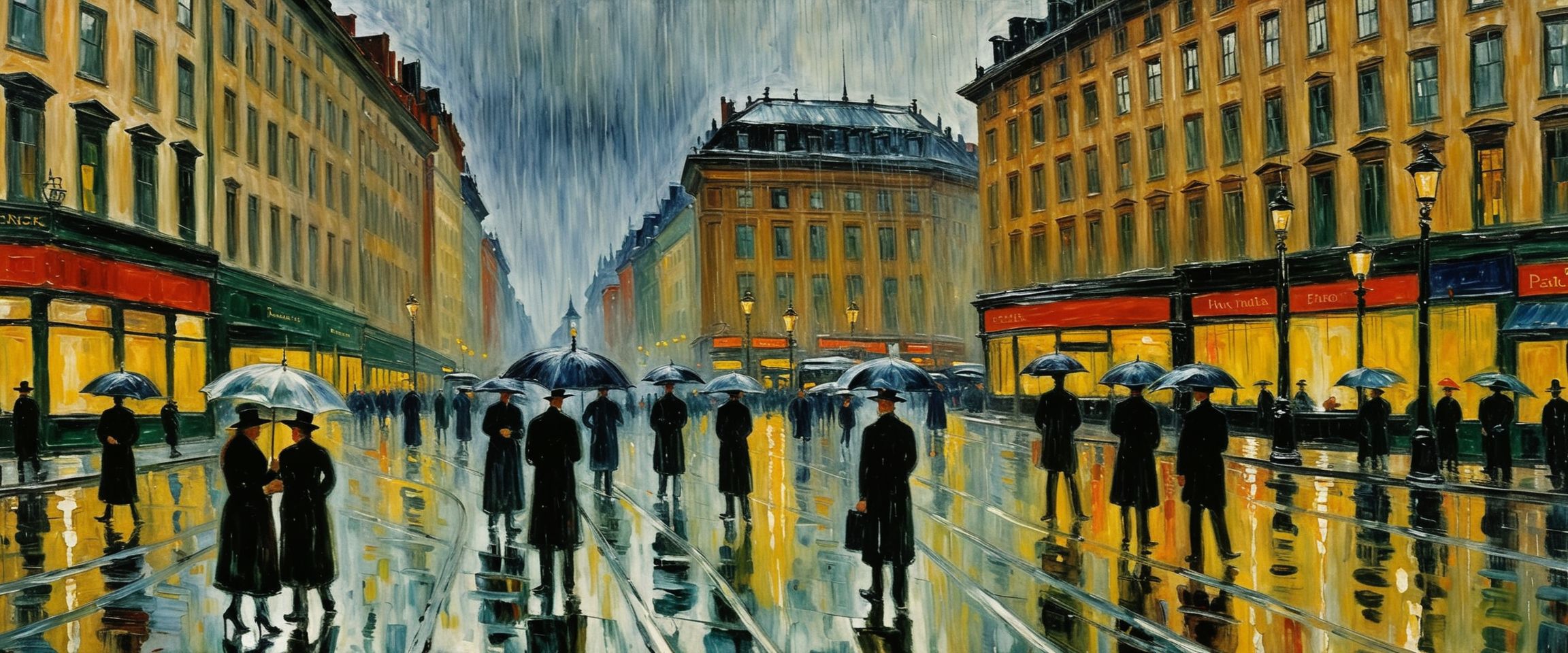 Expressionist Downtown Square