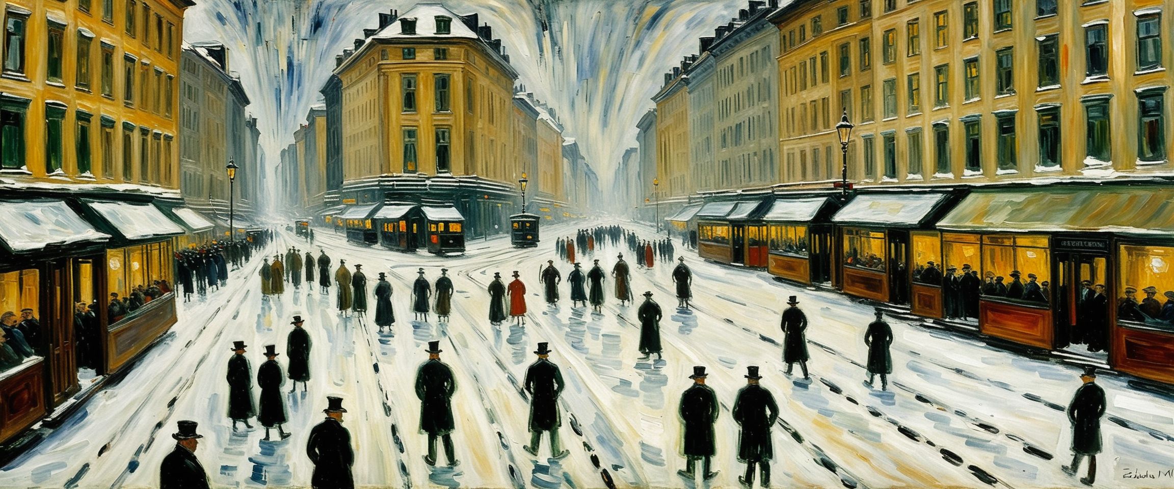 Expressionist Downtown Square