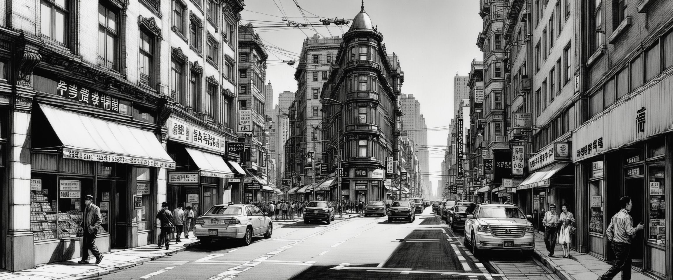 Monochrome City Street