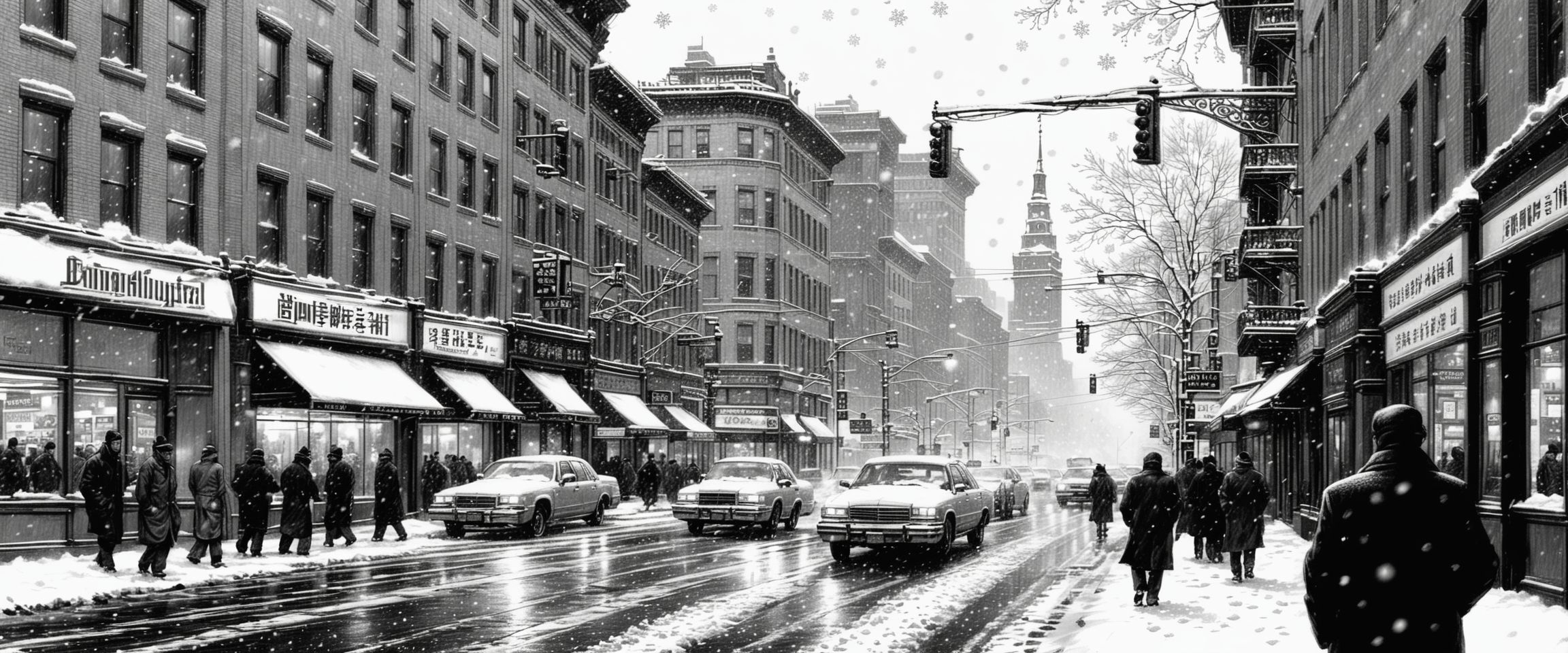 Monochrome City Street